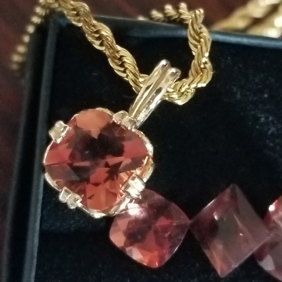 Easter Sale Vintage custom made 14k andesine sunstone  charm chain - Picture 2 of 16